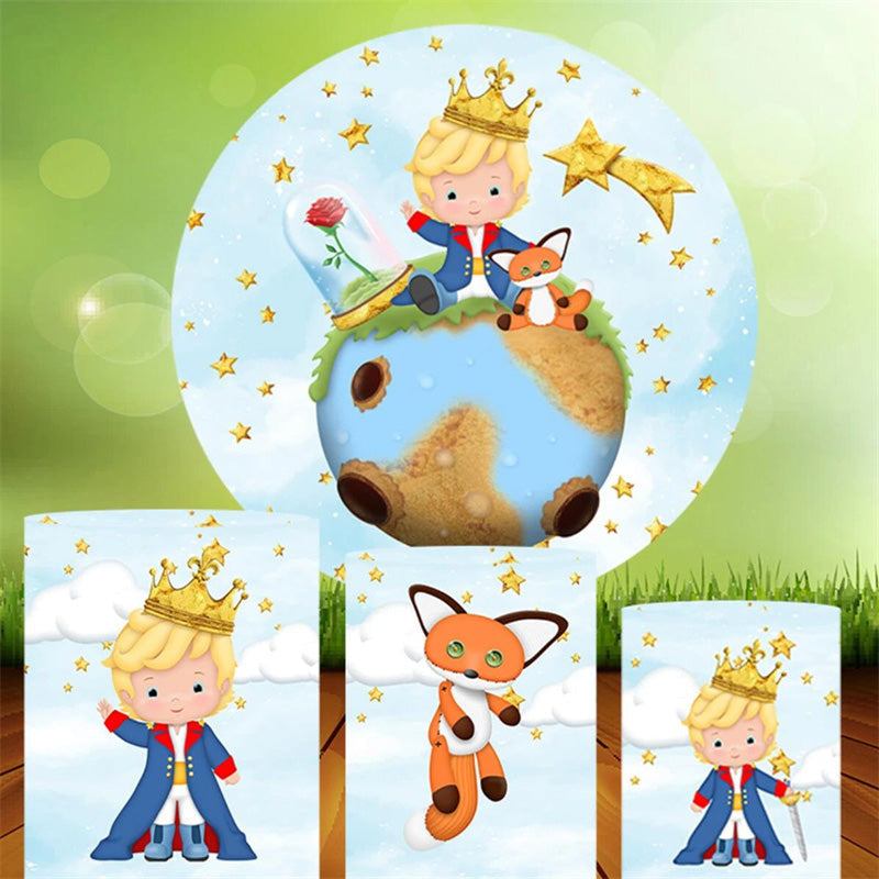 Aperturee Little Princess And Fox Planet Birthday Backdrop Kit