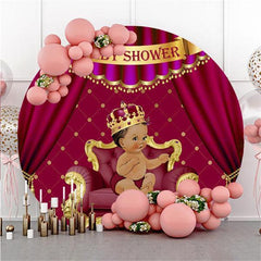 Aperturee Little Princess Red Theme Round Baby Shower Backdrop