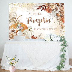 Aperturee - Little Pumpkin Floral Autumn Baby Shower Backdrop