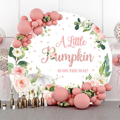 Aperturee Little Pumpkin Floral Round Girl Baby Shower Backdrop