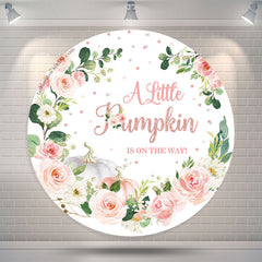 Aperturee Little Pumpkin Floral Round Girl Baby Shower Backdrop