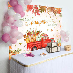 Aperturee - Little Pumpkin Red Car Autumn Baby Shower Backdrop