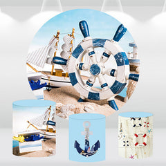 Aperturee Little Sailboat And Helm Beach Round Backdrop Kit