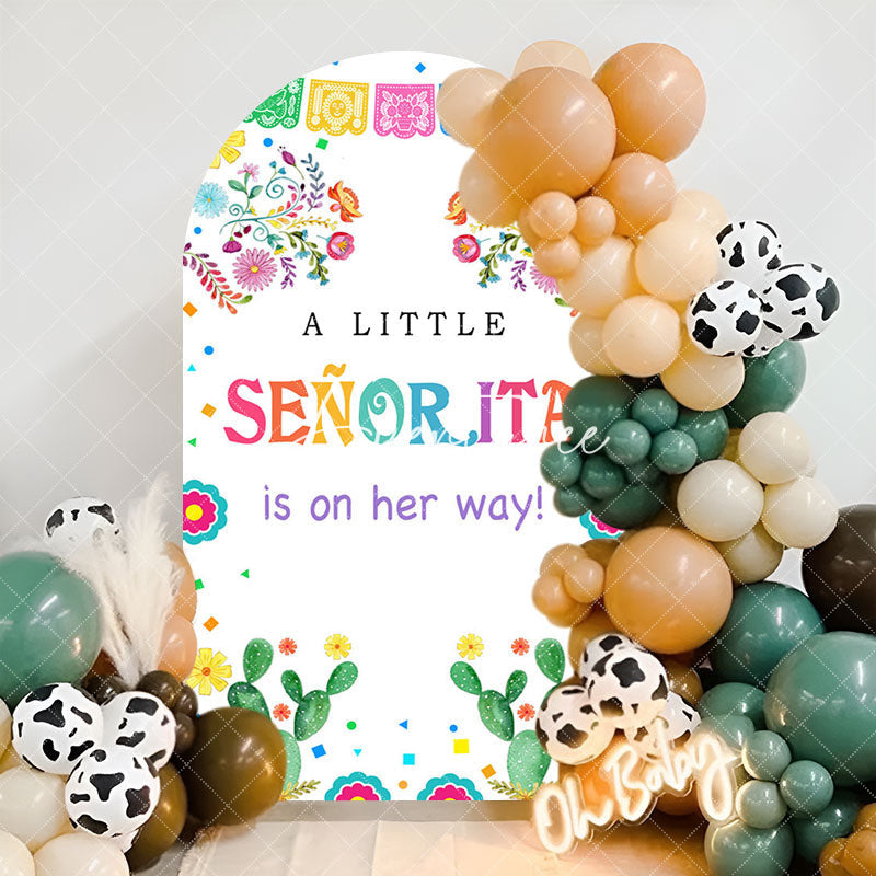 Aperturee - Little Senorita Cactus Baby Shower Arch Backdrop