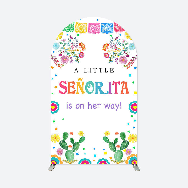 Aperturee - Little Senorita Cactus Baby Shower Arch Backdrop