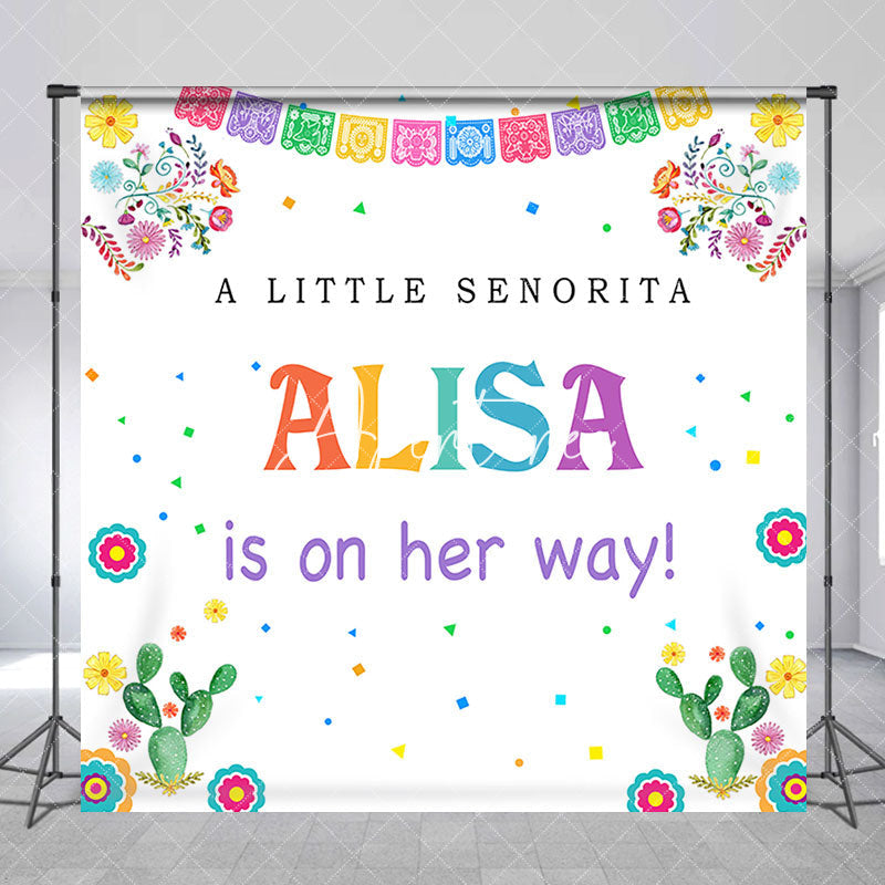 Aperturee - Little Senorita Cactus Custom Baby Shower Backdrop