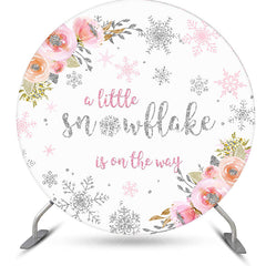 Aperturee - Little Snowflake Floral Round Baby Shower Backdrop