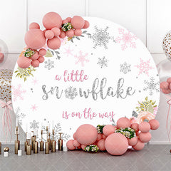 Aperturee - Little Snowflake Floral Round Baby Shower Backdrop