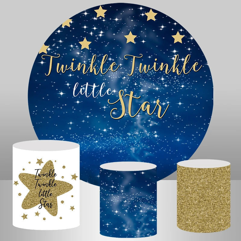 Aperturee Little Star Galaxy Round Baby Shower Backdrop Kit