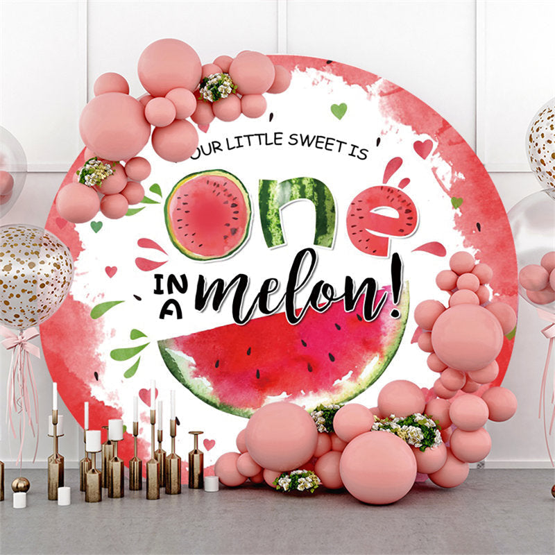 Aperturee Little Sweet Is One In A melon Round Birthday Backdrop