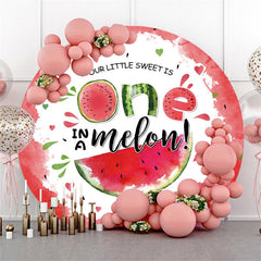 Aperturee Little Sweet Is One In A melon Round Birthday Backdrop