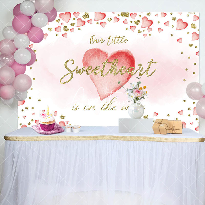 Aperturee - Little Sweetheart White Pink Baby Shower Backdrop