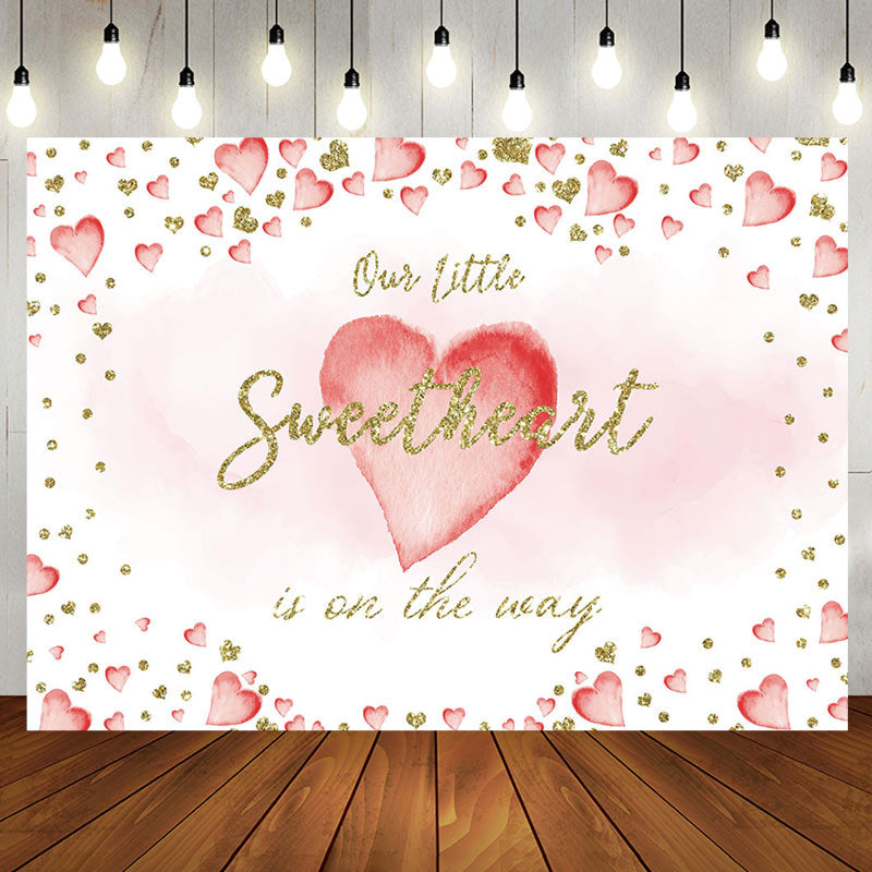 Aperturee - Little Sweetheart White Pink Baby Shower Backdrop