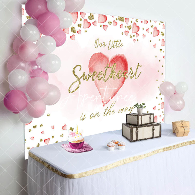 Aperturee - Little Sweetheart White Pink Baby Shower Backdrop