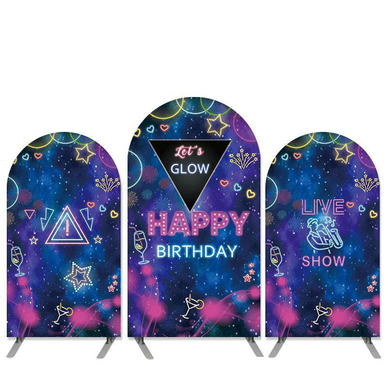 Aperturee Live Show Theme Lets Glow Happy Birthday Arch Backdrop Kit