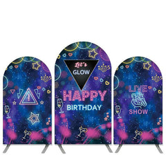 Aperturee Live Show Theme Lets Glow Happy Birthday Arch Backdrop Kit