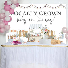 Aperturee - Locally Grown Chick White Rural Baby Shower Backdrop