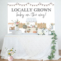 Aperturee - Locally Grown Chick White Rural Baby Shower Backdrop