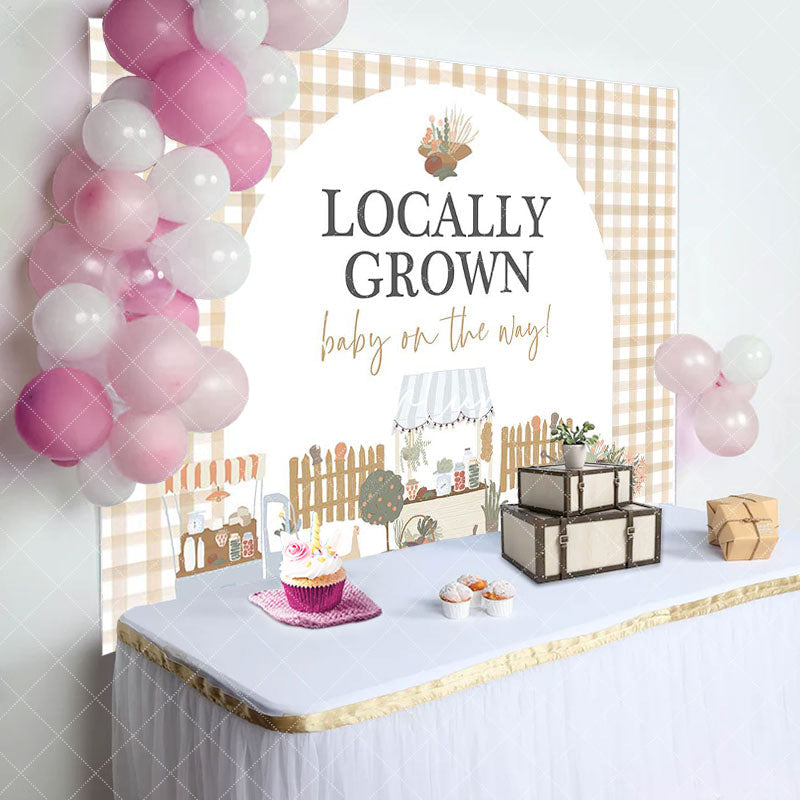 Aperturee - Locally Grown Plaid Rustic Backdrop For Baby Shower