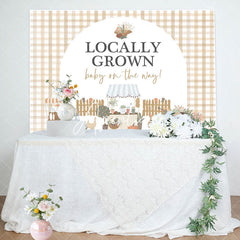 Aperturee - Locally Grown Plaid Rustic Backdrop For Baby Shower