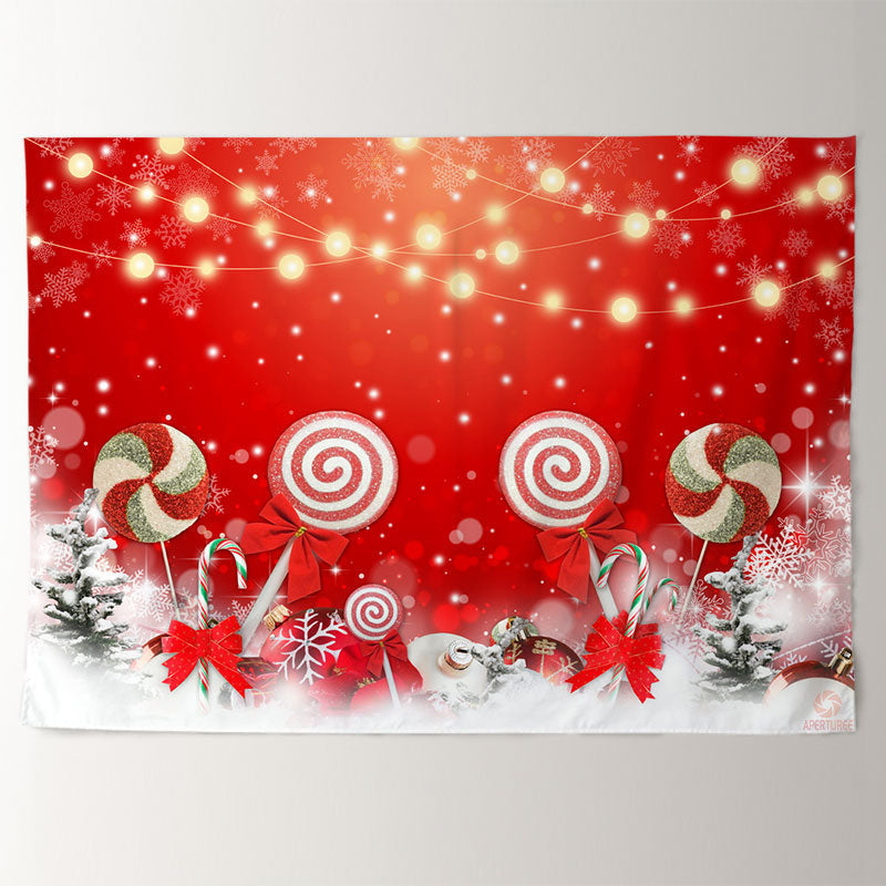 Aperturee - Lollipop Light Strip Red Bokeh Christmas Backdrop