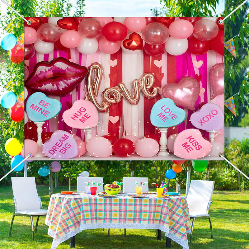 Aperturee - Love Be Mine Dream Big Hugme Balloon Lips Backdrop