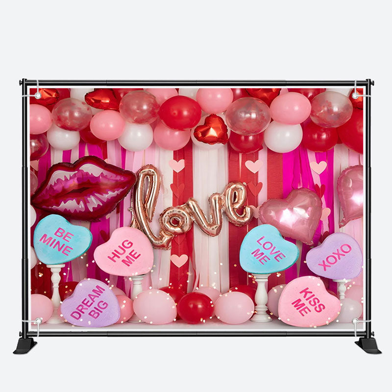 Aperturee - Love Be Mine Dream Big Hugme Balloon Lips Backdrop