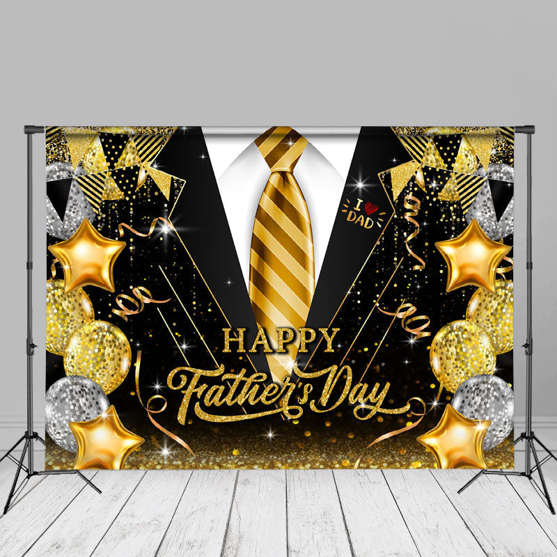 Aperturee - Love Dad Gold Tie Black Suit Glitter Fathers Day Backdrop