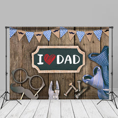 Aperturee - Love Dad Ties Pliers Brown Wooden Fathers Day Backdrop