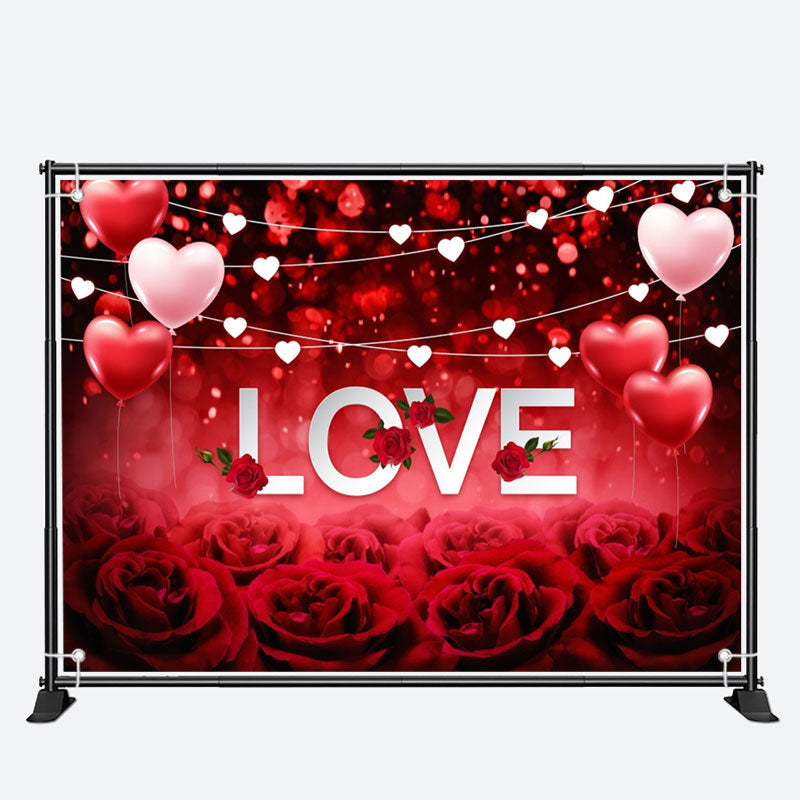 Aperturee - Love Dark Red Rose Bokeh Valentines Day Backdrop