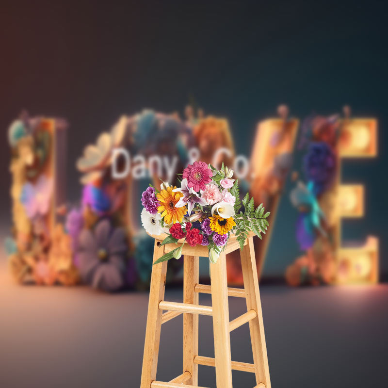 Aperturee - LOVE Flowers Decoration Valentine’s Day Backdrop