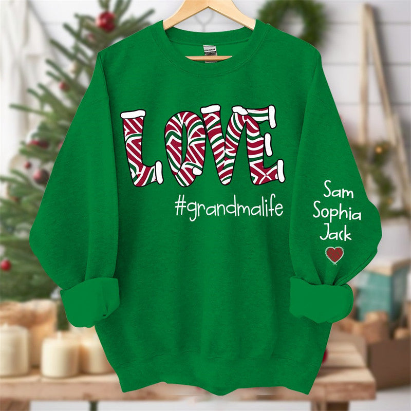 Aperturee - Love Grandmalife Kids Custom Christmas Sweatshirt