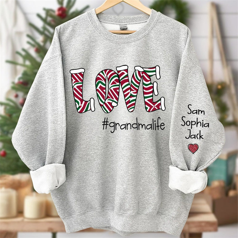 Aperturee - Love Grandmalife Kids Custom Christmas Sweatshirt