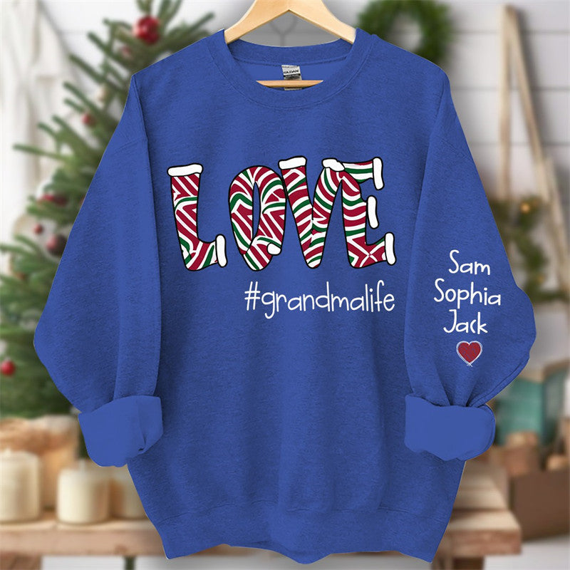 Aperturee - Love Grandmalife Kids Custom Christmas Sweatshirt