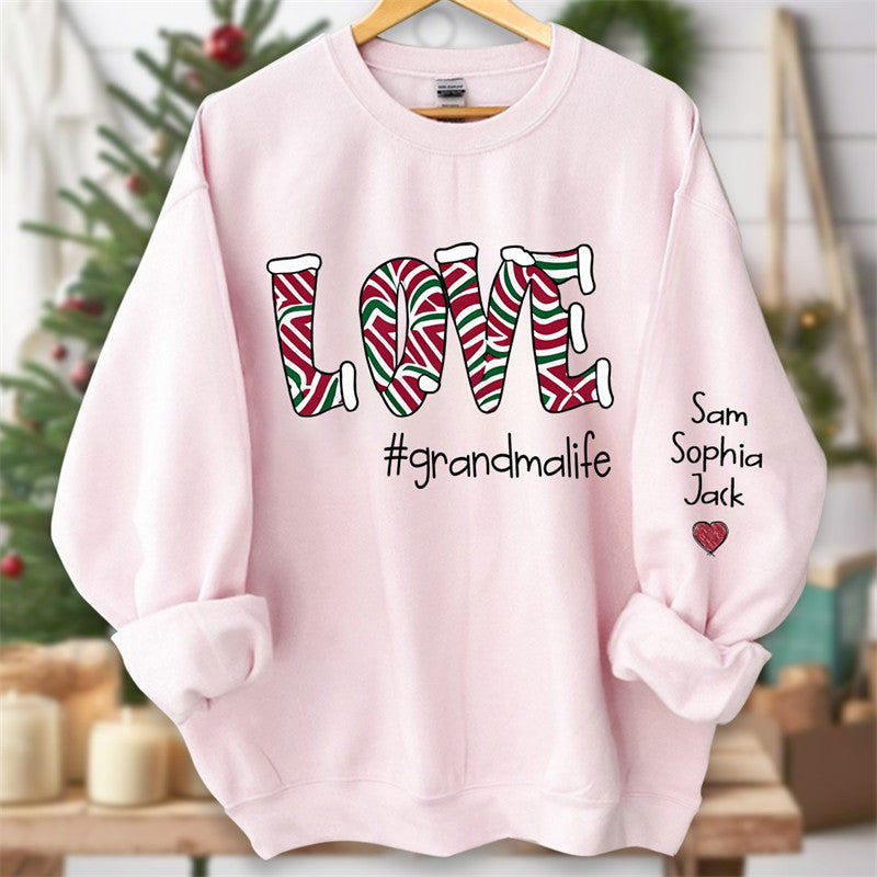 Aperturee - Love Grandmalife Kids Custom Christmas Sweatshirt