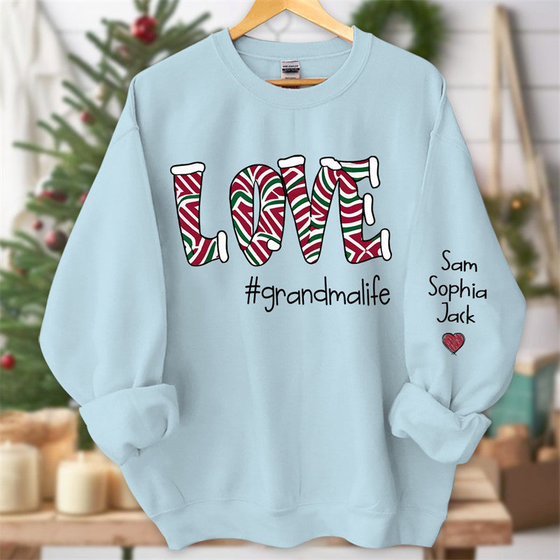 Aperturee - Love Grandmalife Kids Custom Christmas Sweatshirt