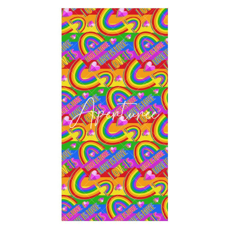 Aperturee - Love Is Love Colorful Rainbow Hearts Beach Towel