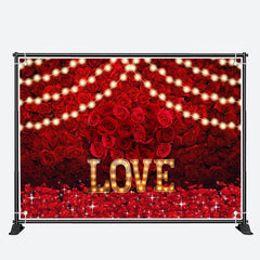 Aperturee - Love Light Dense Red Roses Valentines Day Backdrop