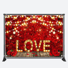 Aperturee - Love Light Rose Wood Floor Valentines Day Backdrop