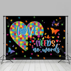 Aperturee - Love Needs No Words Heart Puzzle Autism Backdrop