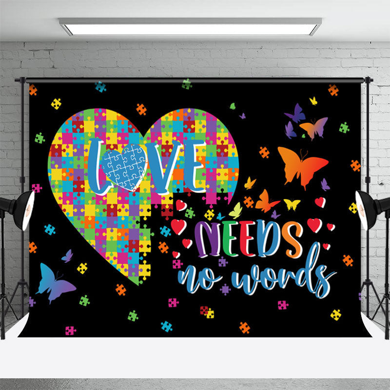 Aperturee - Love Needs No Words Heart Puzzle Autism Backdrop