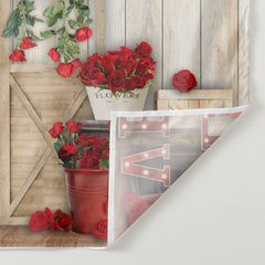 Aperturee - Love Roses Wood Theme Valentines Backdrop For Photo