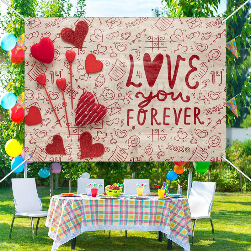 Aperturee - Love You Forever Sweet Letter Valentines Day Backdrop