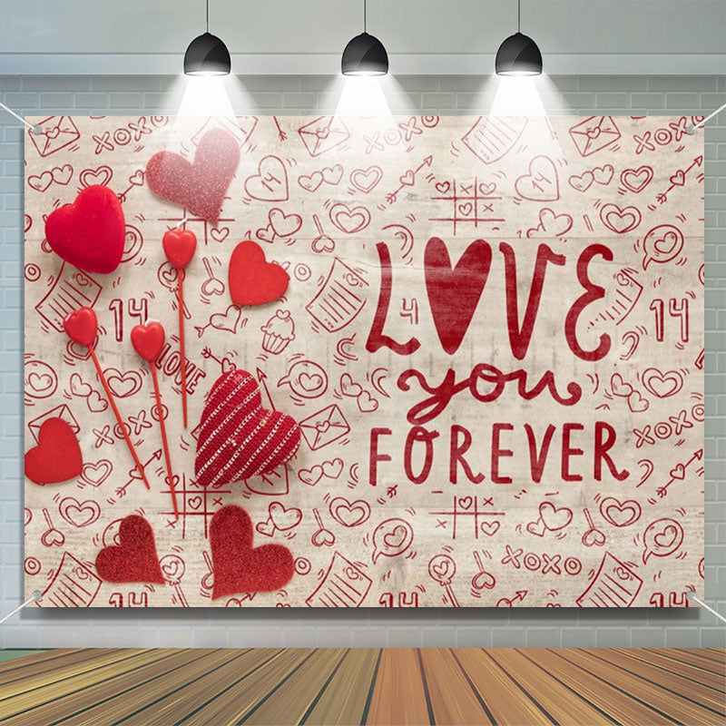 Aperturee - Love You Forever Sweet Letter Valentines Day Backdrop