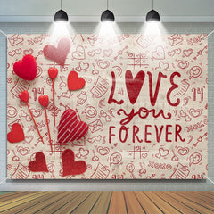 Aperturee - Love You Forever Sweet Letter Valentines Day Backdrop