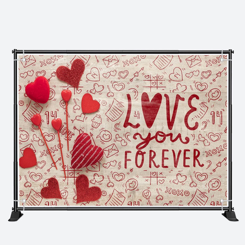 Aperturee - Love You Forever Sweet Letter Valentines Day Backdrop