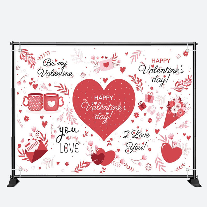 Aperturee - Love You Red Heart Letter Valentines Day Backdrop