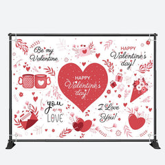 Aperturee - Love You Red Heart Letter Valentines Day Backdrop