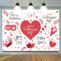 Aperturee - Love You Red Heart Letter Valentines Day Backdrop