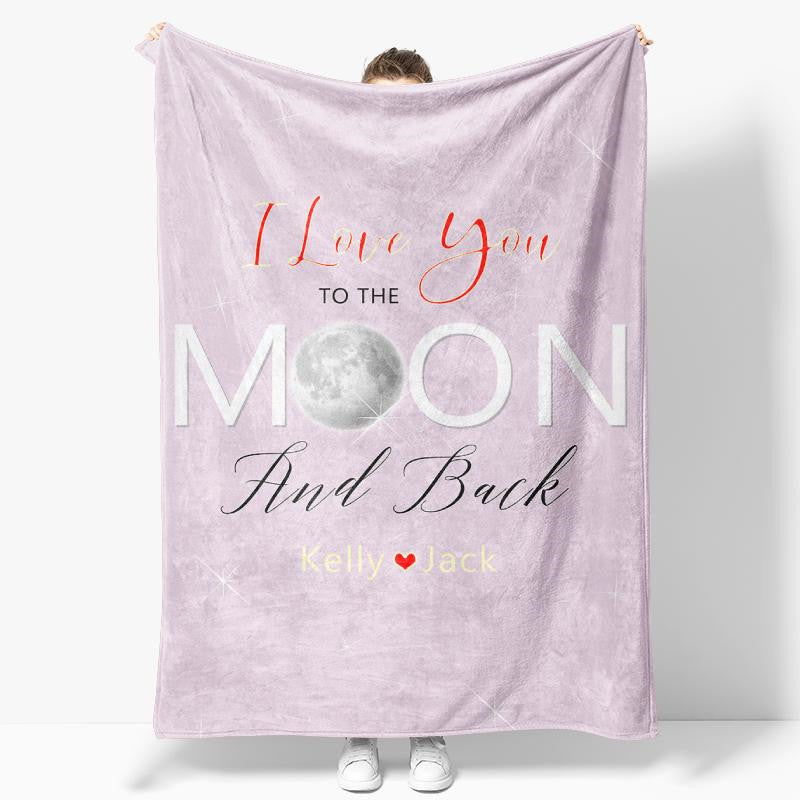 Aperturee - Love You To The Moon Custom Valentines Day Blanket